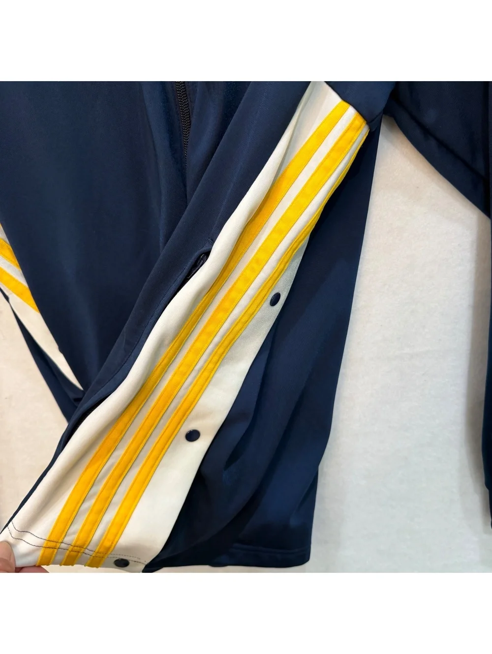 Adidas Adibreak Full Zip Hoodie Side Snap Men's XL Navy Yellow White 3 Stripes
